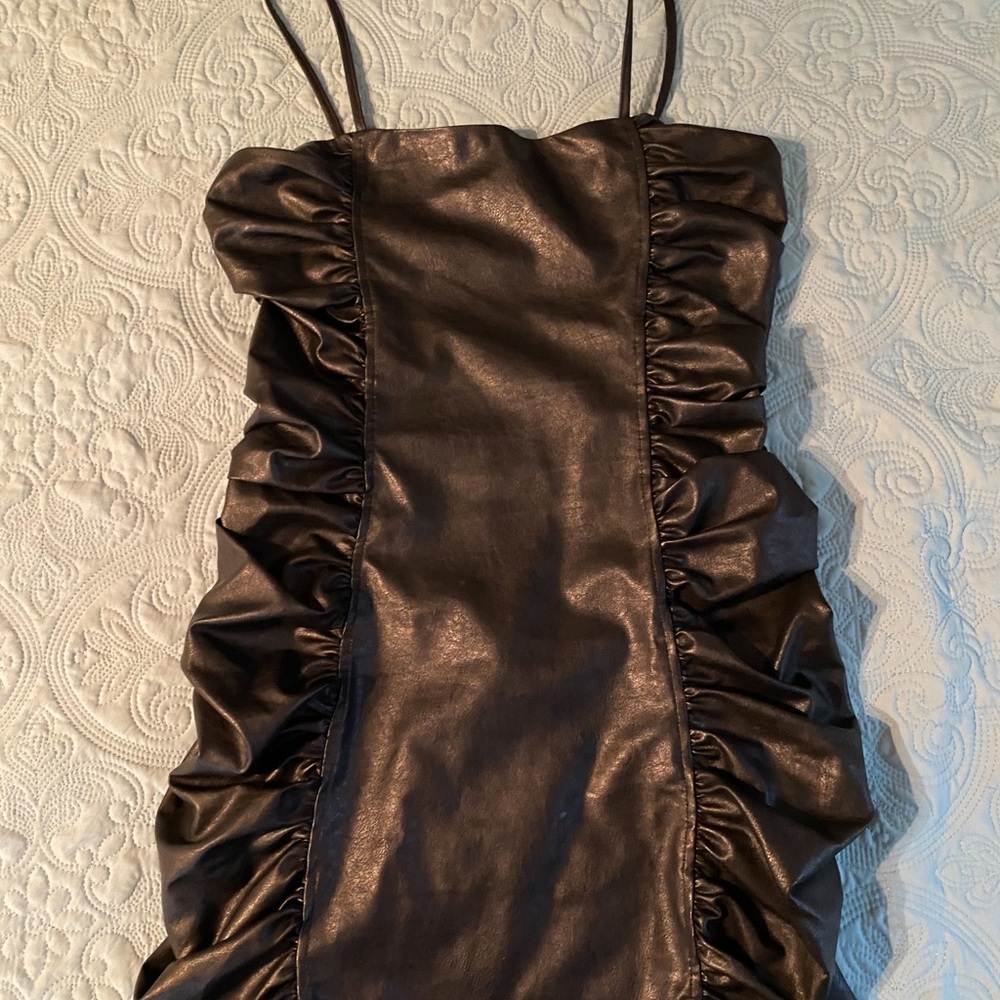 Black leather dress